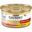Gourmet Gold da 24 lattine 85g umido per Gatti Purina gusto di salmone e pollo