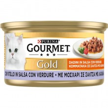 Gourmet Gold da 24 lattine 85g umido Gatti Purina vitello in salsa con verdure
