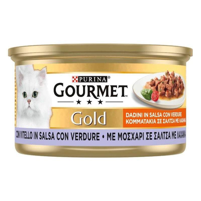 Purina Gourmet Gold da 24 lattine 85g umido Gatti Purina vitello in...