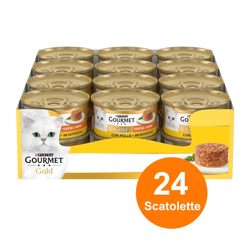 Gourmet Gold Tortini con Pollo 85 gr 24 scatolette gatto gatti cibo umido