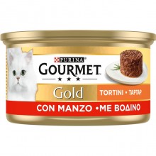 Gourmet Gold Tortini con Manzo 85 gr 24 scatolette gatto gatti cibo umido