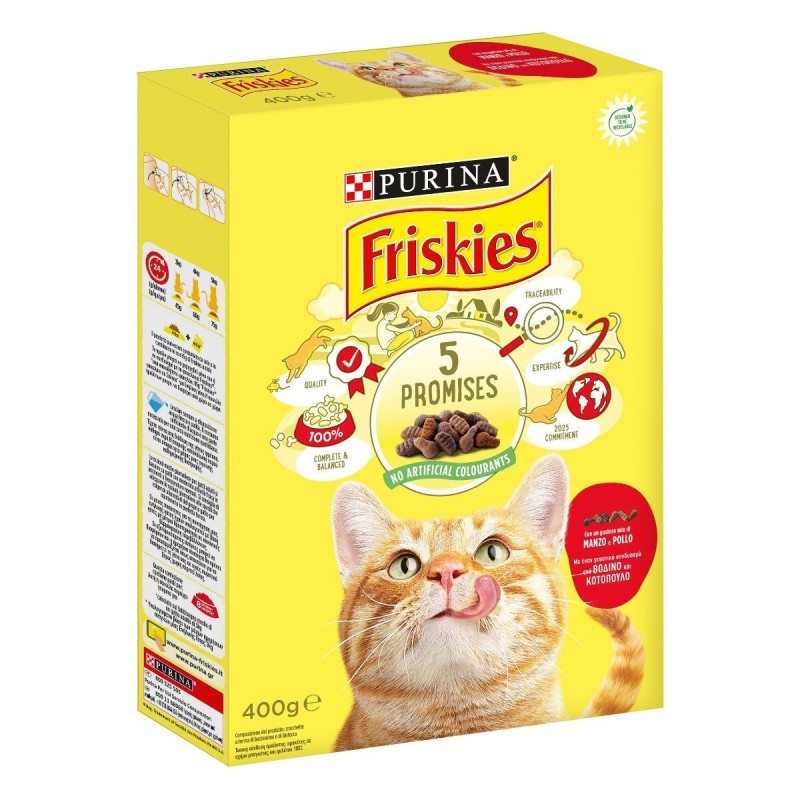 Purina Friskies Crocchette Gatto Croccantini per Gatti Adulti Manzo...
