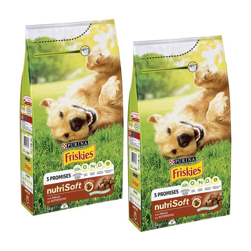 Friskies Dog Crocchette Nutrisoft con pollo 2 Confezioni da 1500gr Purina