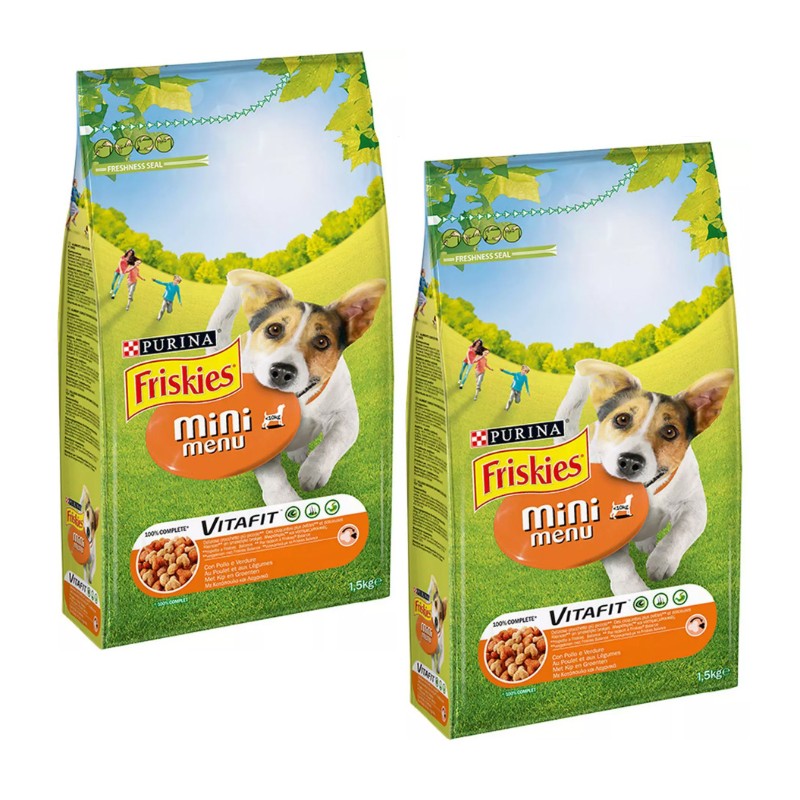 Friskies Vitafit Mini Crocchette per Cani Con Pollo tacchino Verdure 2 x 1.5 kg