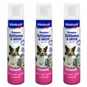 Shampoo schiuma a secco profumo floreale per cani gatti e cuccioli 3 x 200 ml