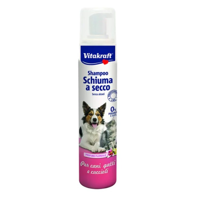 Vitakraft Shampoo schiuma a secco profumo floreale per cani gatti e...