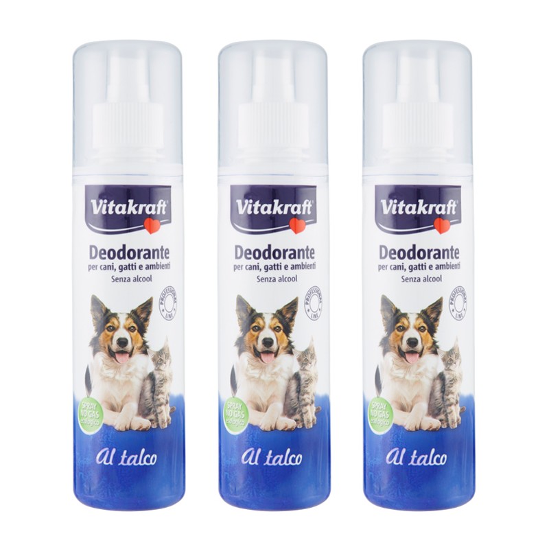 Vitakraft deodorante al talco senza alcool profuma cani e gatti e ambienti 3 Pezzi