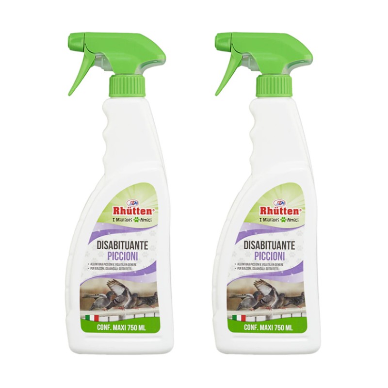 Repellente disabituante per piccioni e uccelli RHUTTEN dosatore spray 2 x 750ml