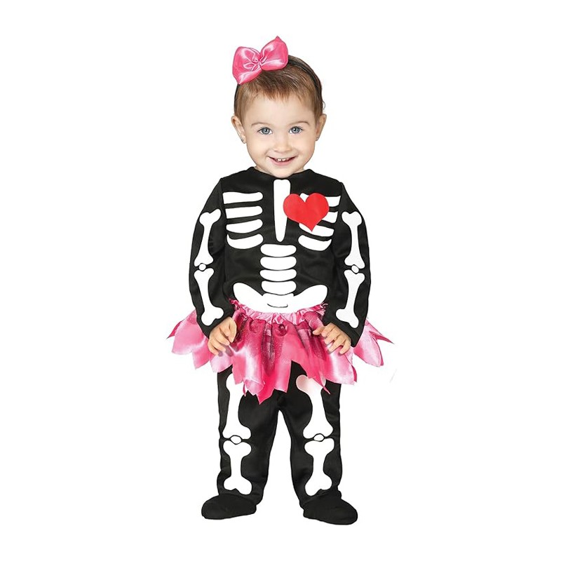 Costume vestito travestimento carnevale halloween bambino scheletro 18-24 mesi