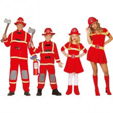 Costume da pompiere carnevale uomo adulto M/L travestimento vigile del fuoco