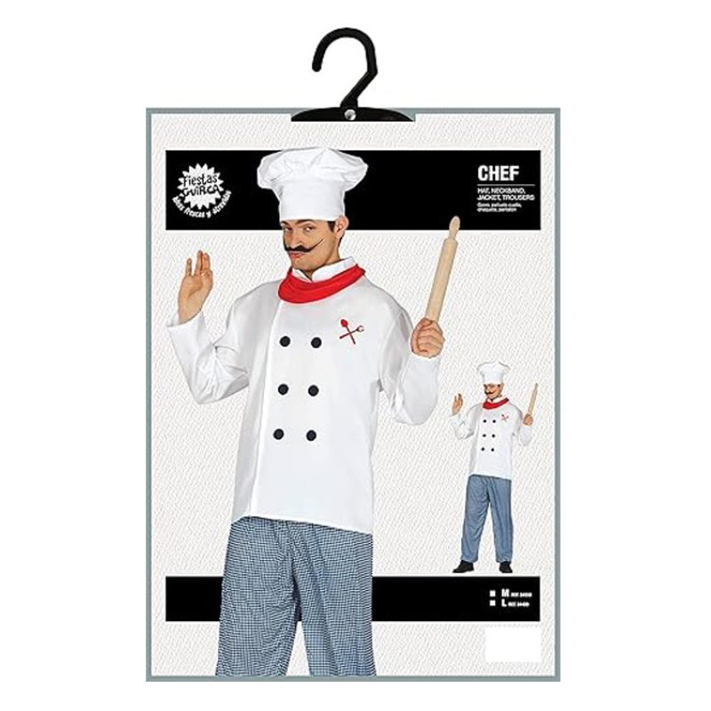Guirca Guirca Costume Carnevale da Cuoco Taglia M/L Uomo Vestito Uo...