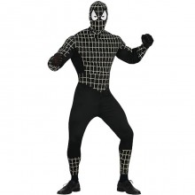 Costume Carnevale da Spiderman nero Vestito Uomo ragno adulti TG M/L