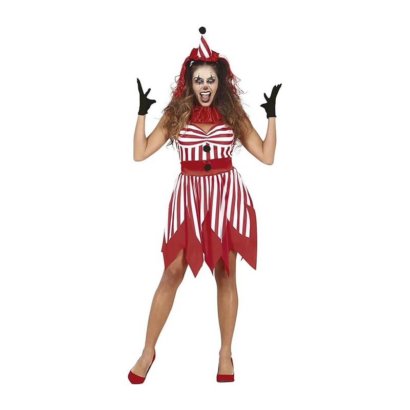 Costume da pagliaccio assassino clown killer carnevale Halloween donna Horror
