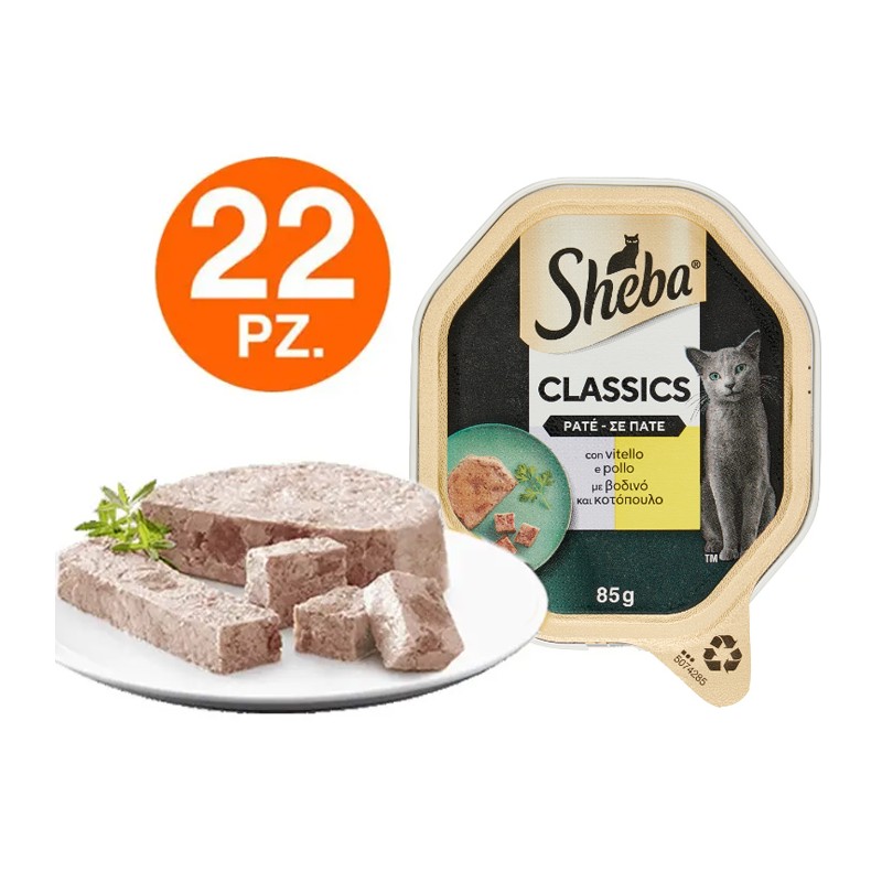 Sheba Sheba Classics Paté Vitello e Pollo Cibo Umido per Gatti for ...