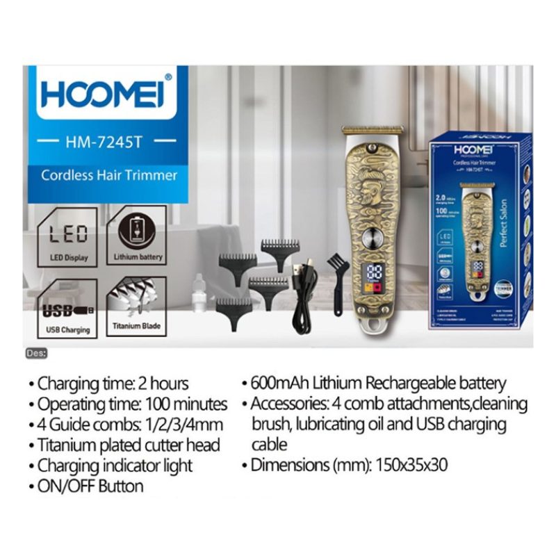 HOOMEI Taglia capelli professionale regola barba rasoio oro elettri...