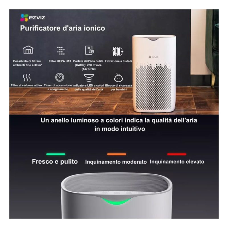 EZVIZ EZVIZ Purificatore d'Aria con Tecnologia UV-C che Uccide Batt...