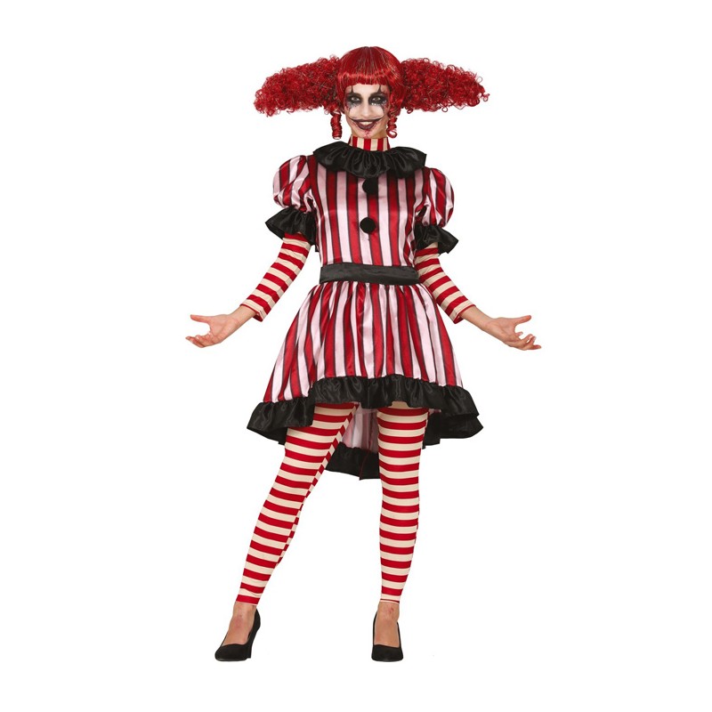 Costume da pagliaccio assassino clown killer donna carnevale Halloween Horror
