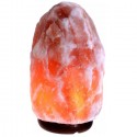 Lampada di sale rosa dell'Himalaya 1-2 Kg con base in legno e filo 15x10 cm