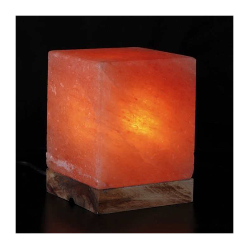 Lampada di sale rosa dell'Himalaya 3.2 Kg con base in legno forma d...
