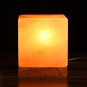 Lampada di sale rosa dell'Himalaya 3.2 Kg con base in legno forma di cubo