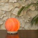 Lampada di sale rosa dell'Himalaya 3.25 Kg con base in legno forma di sfera