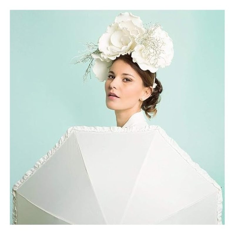 Ombrello bianco matrimonio cerimonia sposa elegante 2 PZ decorazion...