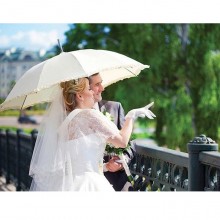 Ombrello bianco matrimonio cerimonia sposa elegante 2 PZ decorazioni compleanno