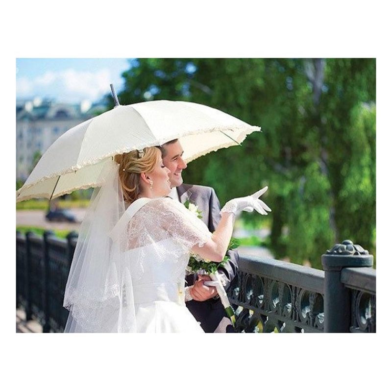 Ombrello bianco matrimonio cerimonia sposa elegante 2 PZ decorazion...