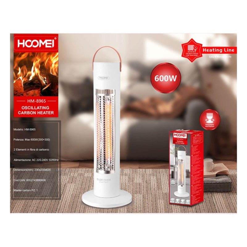 HOOMEI Stufa Elettrica al carbonio Oscillante 600W Temperatura Rego...