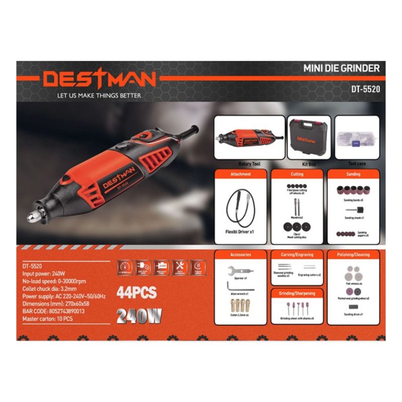 DESTMAN Kit mini trapano 44 pezzi smerigliatrice rotante 240W fresa...