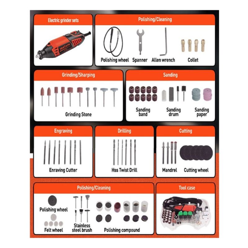 DESTMAN Kit mini trapano 211 pezzi smerigliatrice rotante 240W fres...