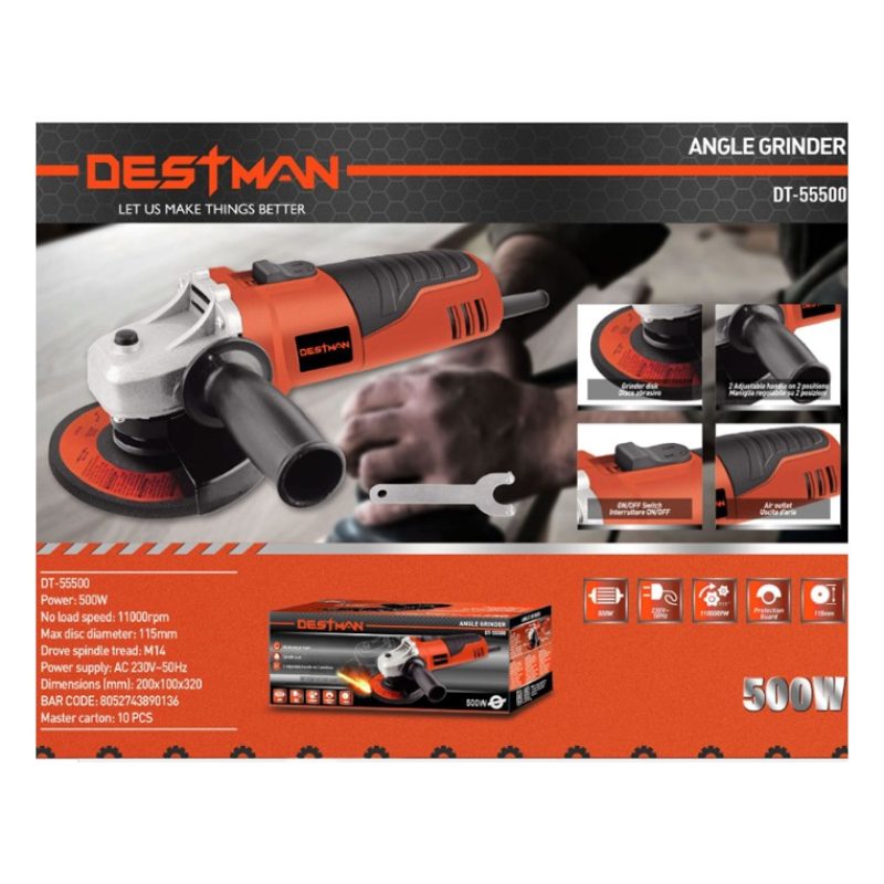 DESTMAN Smerigliatrice Angolare elettrica 500W Disco 115 mm 11000 R...