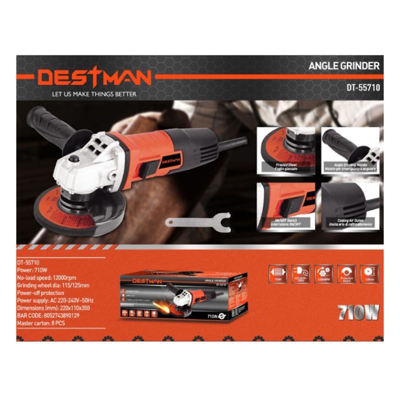 DESTMAN Smerigliatrice Angolare elettrica 710 W disco 115/125 mm re...