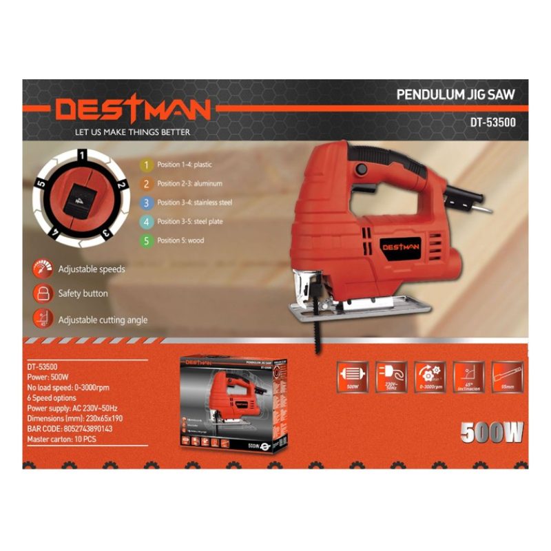 DESTMAN Seghetto alternativo Elettrico professionale 500W 230V tagl...