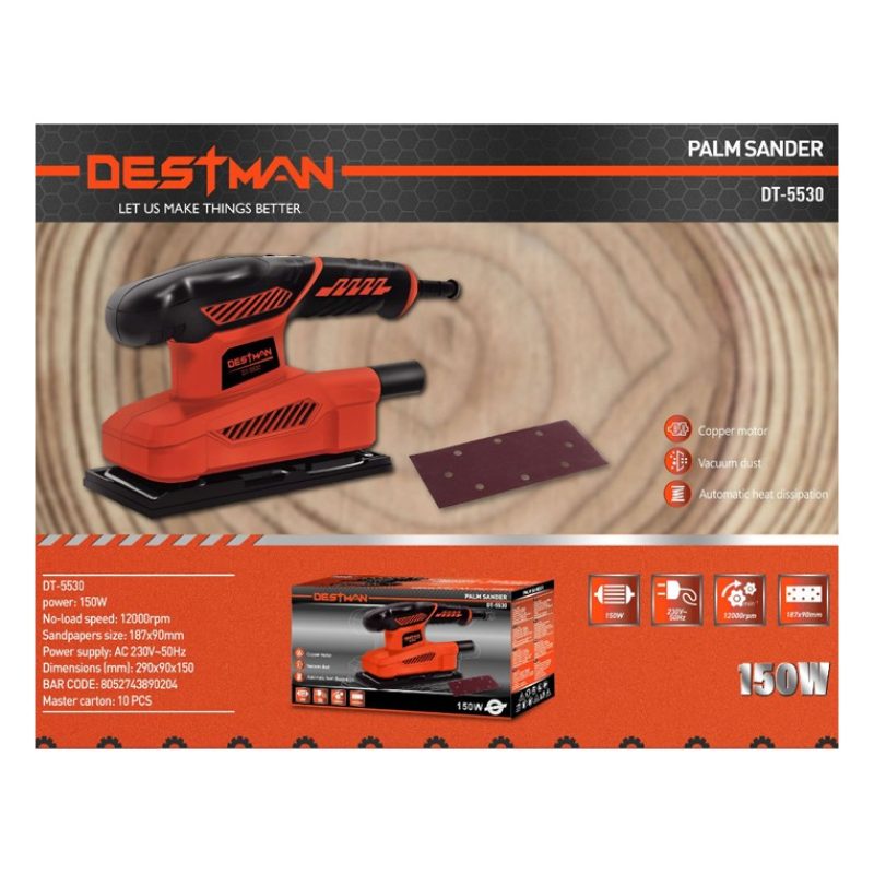 DESTMAN Levigatrice Palmare elettrica 150W per legno con aspiratore...