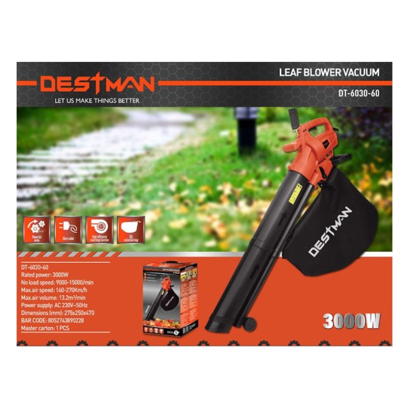 DESTMAN Aspirafoglie Elettrico Giardino 3 in 1 Trituratore Soffiato...