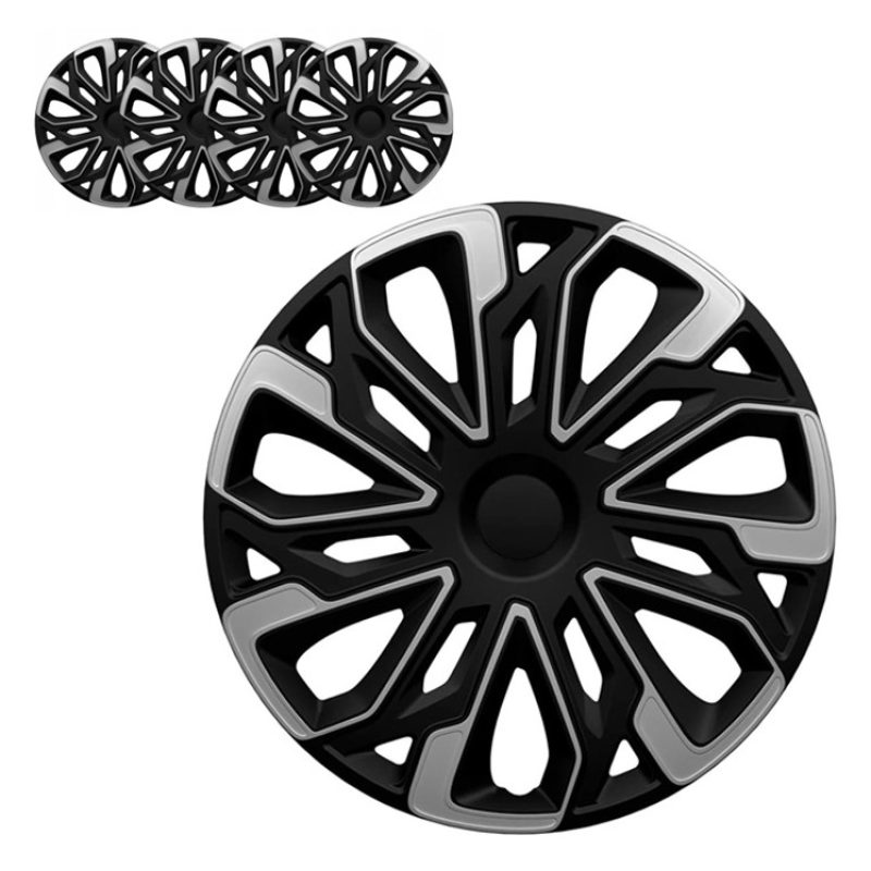 4 RACING Set di 4 Copricerchi universale coppe auto Estoril Grigio/...