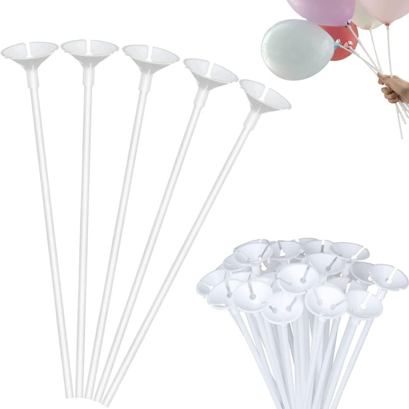 100 Bastoncini con valvole in carta per palloncini o mylar Gofiati ad aria Eco