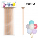 100 Bastoncini con valvole in carta per palloncini o mylar Gofiati ad aria Eco