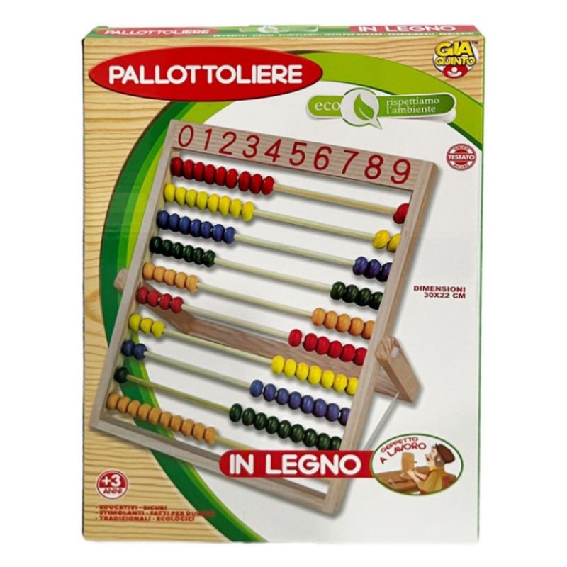 Giaquinto Pallottoliere abaco in legno classico per imparare a cont...