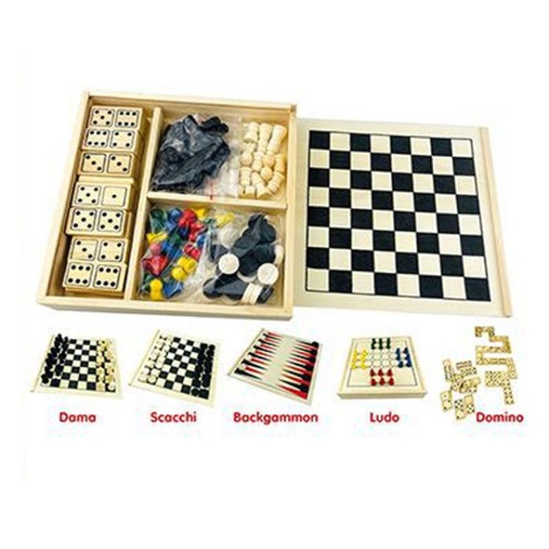Giaquinto Gioco da Tavolo Dama Scacchi 5 in 1 Ludo Gioco Educativo ...