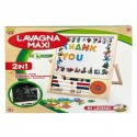 Lavagna per bambini con pallottoliere magnetica in legno gessetti e pennarello