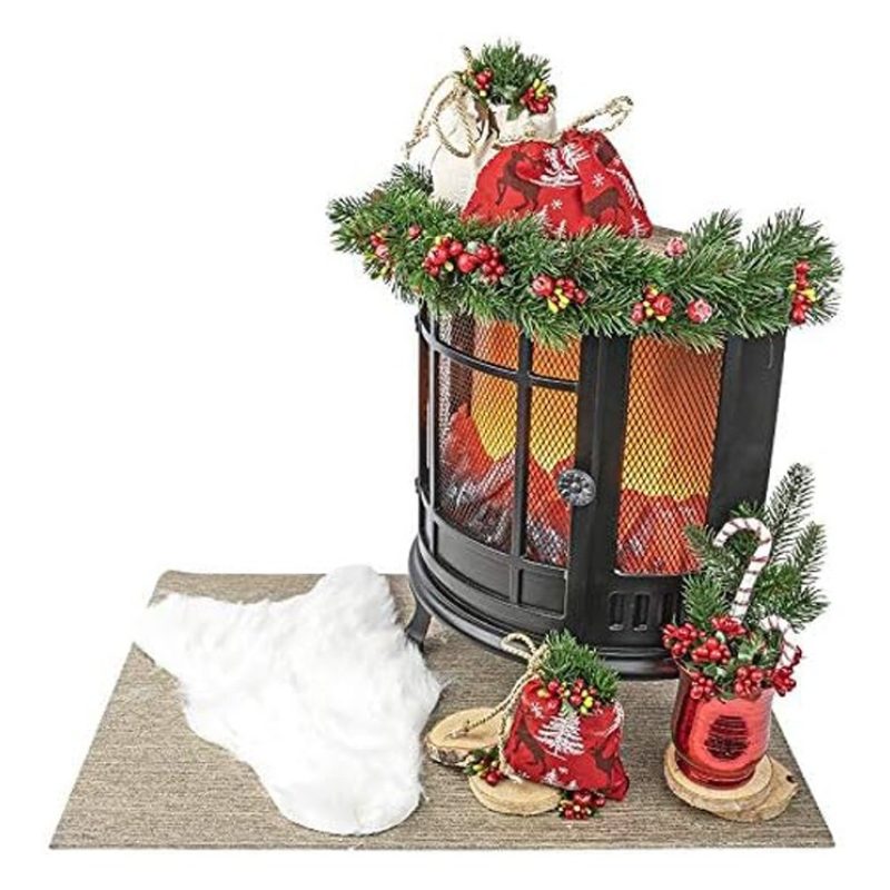DGBAVARIA Lanterna Con Fuoco Led Camino 24,5x12,5x30 cm Caminetto D...