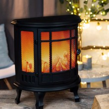 Lanterna Con Fuoco Led Camino 30,5x16x35,5 cm Caminetto Decorativo Natale