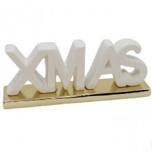 Scritta natalizia XMAS ceramica decorazione natale appoggio 23x8 cm decorativa