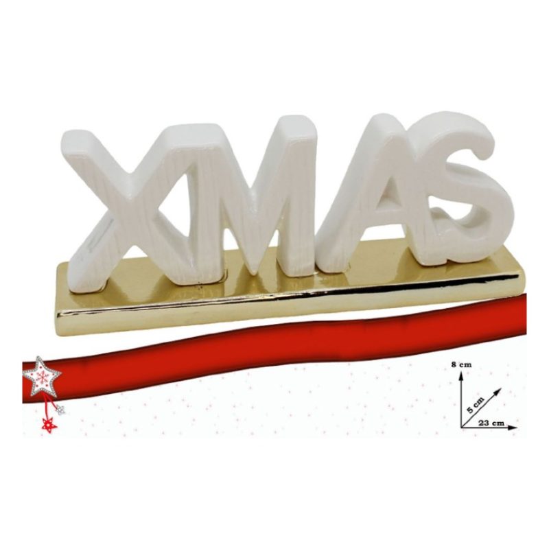 FGF Scritta natalizia XMAS ceramica decorazione natale appoggio 23x...