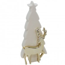 Decorazione natalizia in ceramica albero e renna natale 23cm