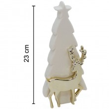 Decorazione natalizia in ceramica albero e renna natale 23cm