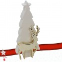 Decorazione natalizia in ceramica albero e renna natale 23cm