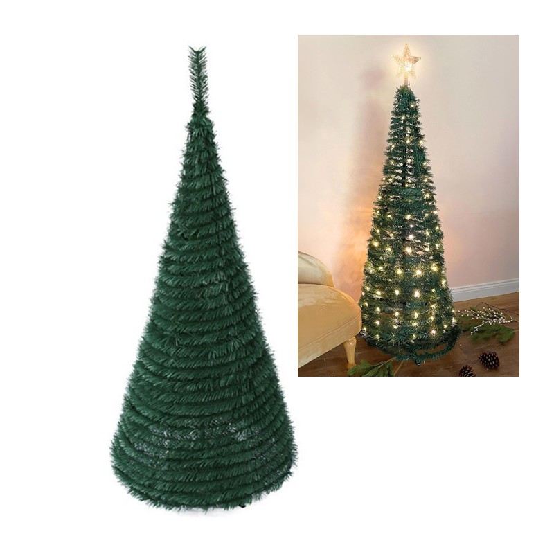 Albero di Natale Artificiale Pop-up pieghevole verde altezza 150/180/210 cm